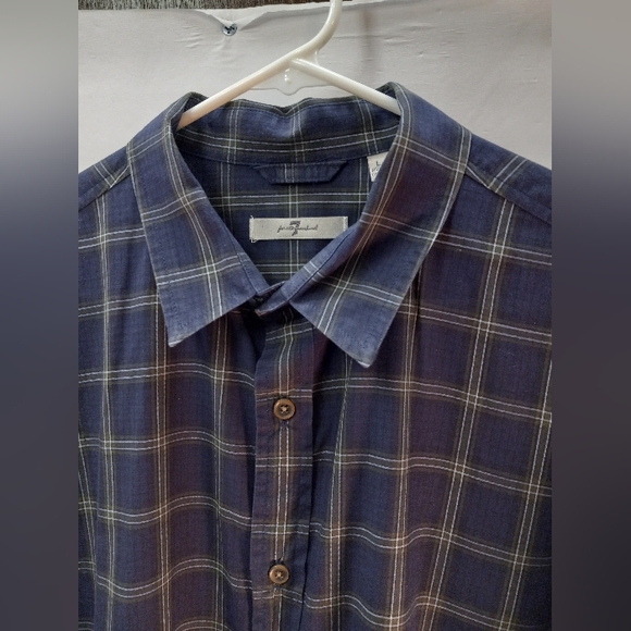 7 For All Mankind Western Plaid Blue Large Business Casual Shirt Office Cowboy - Picture 13 of 16